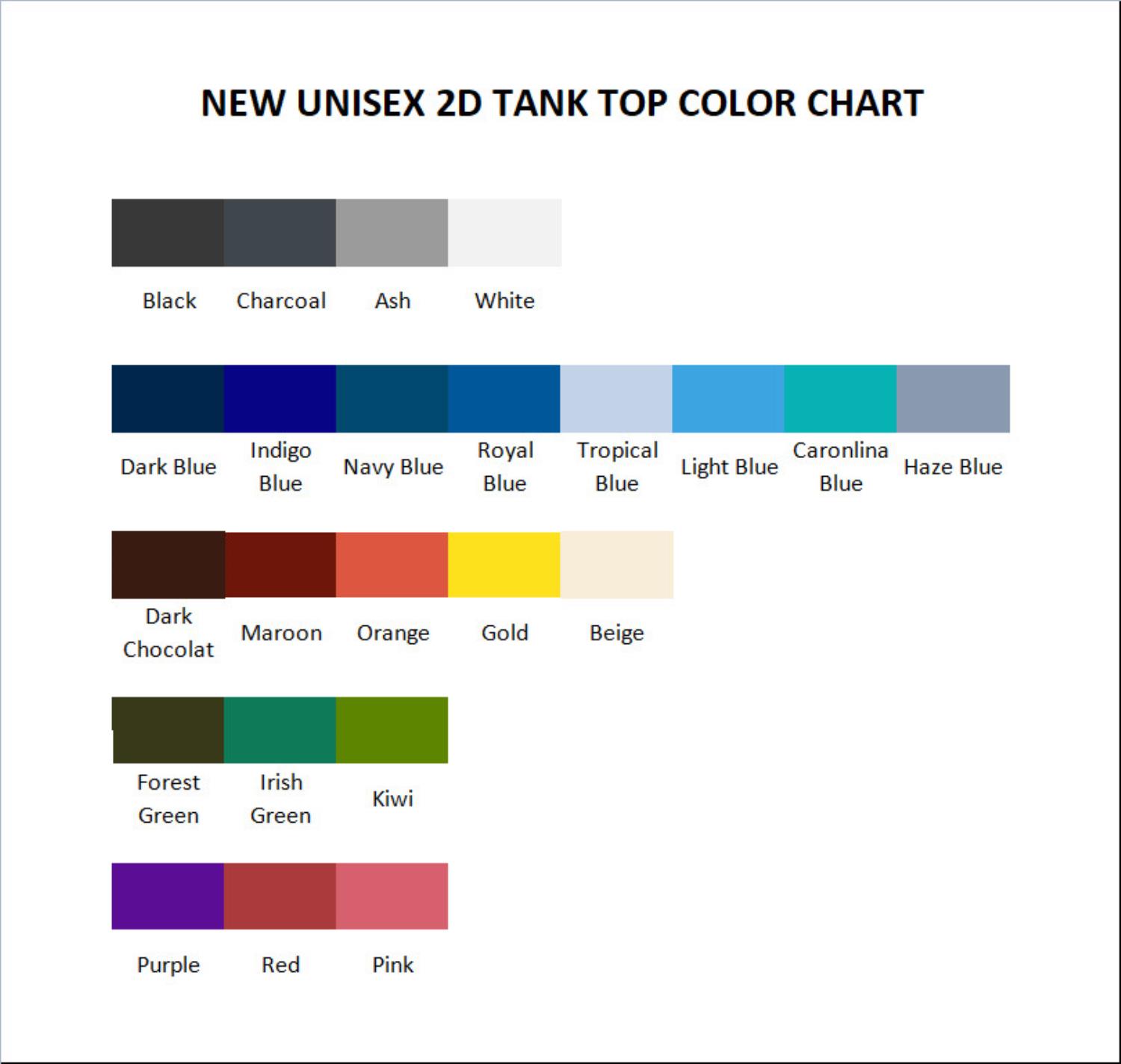 tank top color chart - Mob Psycho 100 Merch